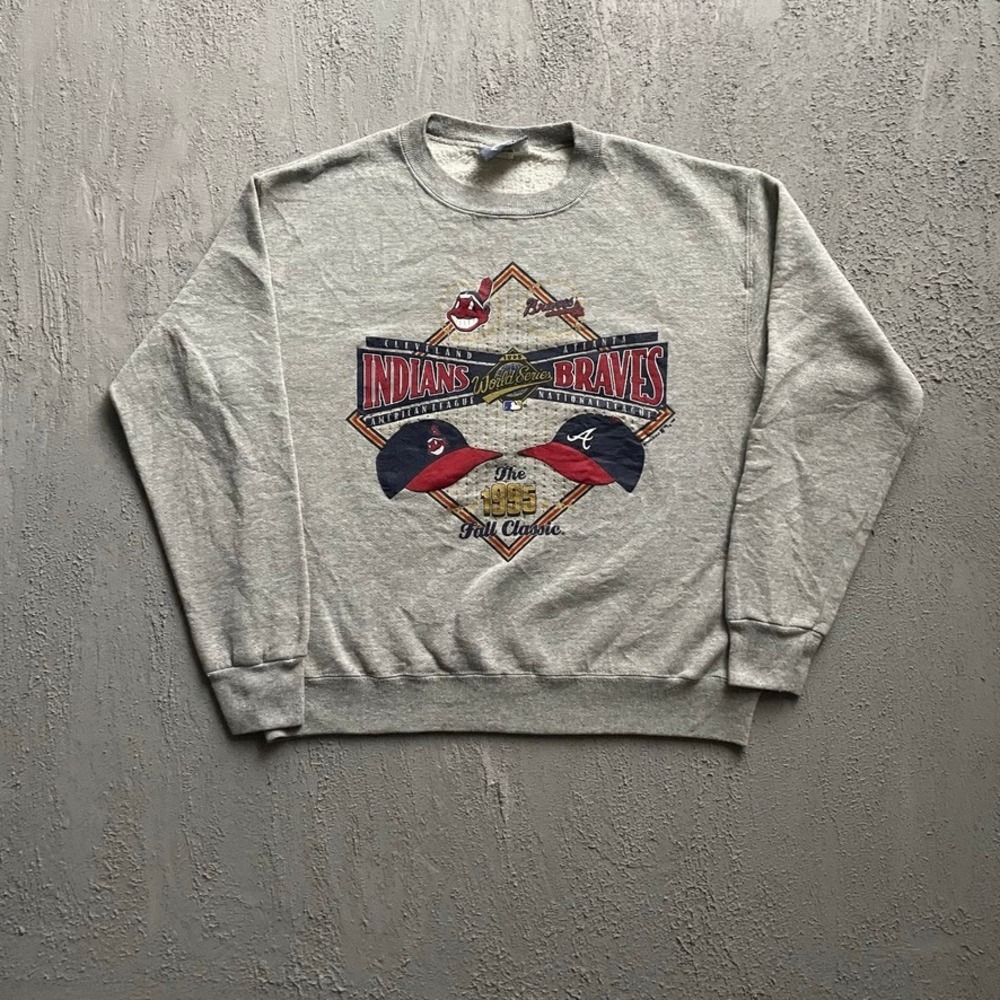 Vintage 1995 World Series MLB Sweatshirt Mens Medium Grey 90s Lee Sport